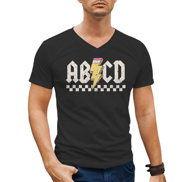 Boys Girls Teachers ABCD Rock Graphic Back To School Class Men's V-Neck T-Shirt