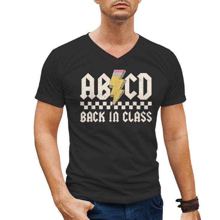 Boys Girls Teachers Rock Back To School ABCD Back In Class Men's V-Neck T-Shirt