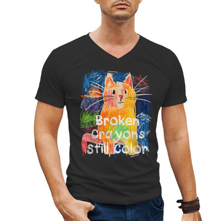 Broken Crayons Still Color Cat Teacher Men's V-Neck T-Shirt