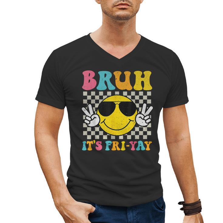 Bruh It's Fri-Yay Friday Weekend Smile Face Teacher Student Men's V-Neck T-Shirt