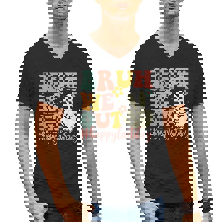 Bruh We Out Teacher Retro Last Day Of School Boys Girls Kids Men&#x27;s V-Neck T-Shirt