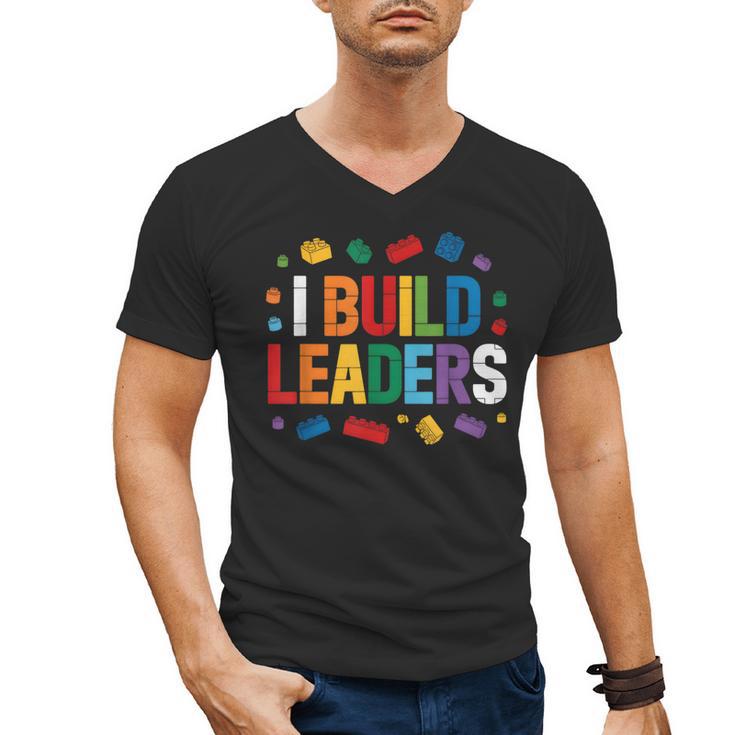 I Build Leaders Bricks Building Blocks Teacher Brick Builder Men's V-Neck T-Shirt, trending gift