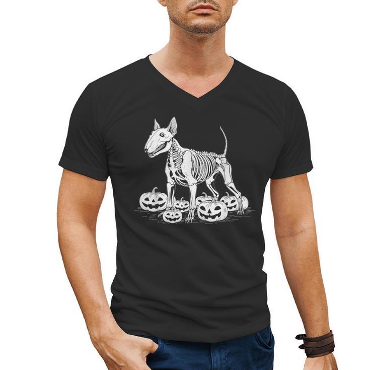 Bull Terrier Skeleton Birthday Halloween Kids Men's V-Neck T-Shirt