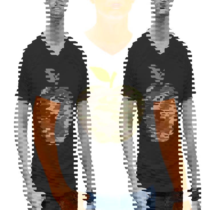 Camo Apple Camouflage Clothing School Student Camo Teacher Men Women Kids Men&#x27;s V-Neck T-Shirt