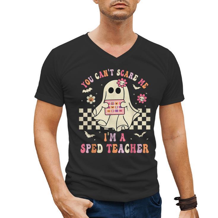 You Can't Scare Me I'm A SPED Teacher Crew Squad Halloween Men's V-Neck T-Shirt