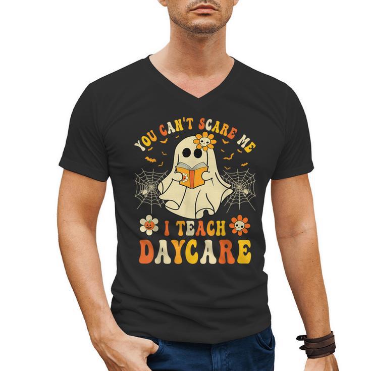 You Can’t Scare Me I Teach Daycare Teacher Halloween Ghost Men's V-Neck T-Shirt