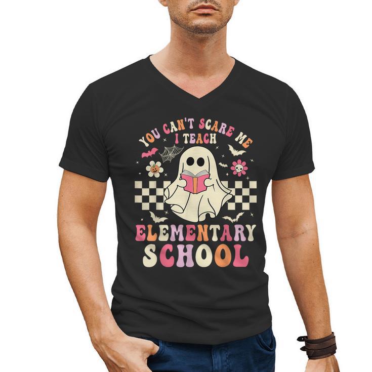 You Can't Scare Me I Teach Elementary School Teacher Spooky Men's V-Neck T-Shirt