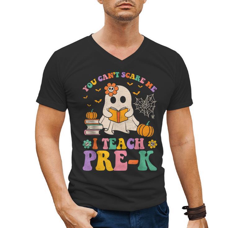You Can't Scare Me I Teach Pre-k Teacher Halloween Ghost Men Women Kids Men's V-Neck T-Shirt