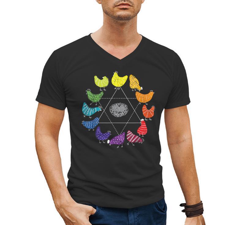Chicken Themed Color Wheel Educational Art Teacher Artist Men Women Girls Kids Men's V-Neck T-Shirt