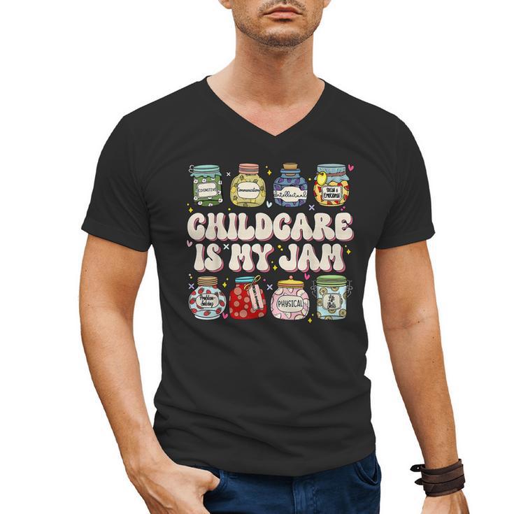 Childcare Is My Jam Child Care Teacher School Psychologist Men's V-Neck T-Shirt