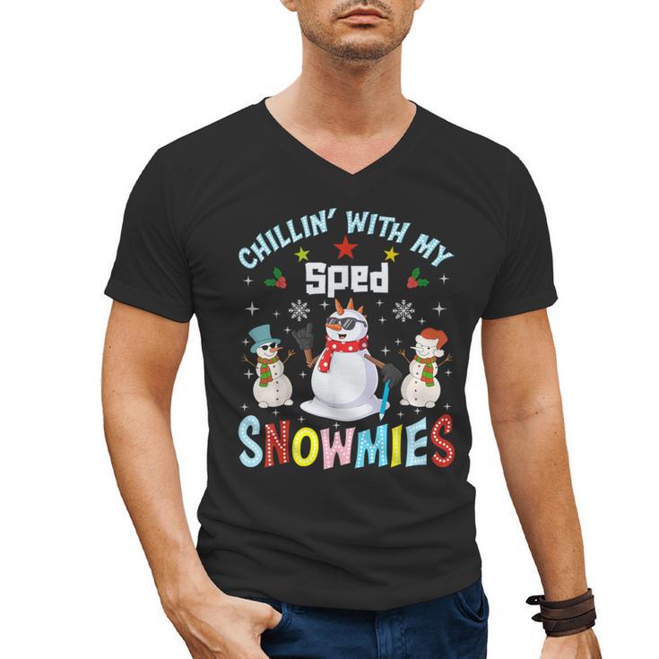 Chillin With My Sped Snowmies Teacher Student Christmas Men's V-Neck T-Shirt