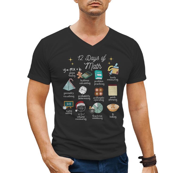 Christmas 12 Days Of Math Math Teacher Xmas STEM STEMS Men's V-Neck T-Shirt