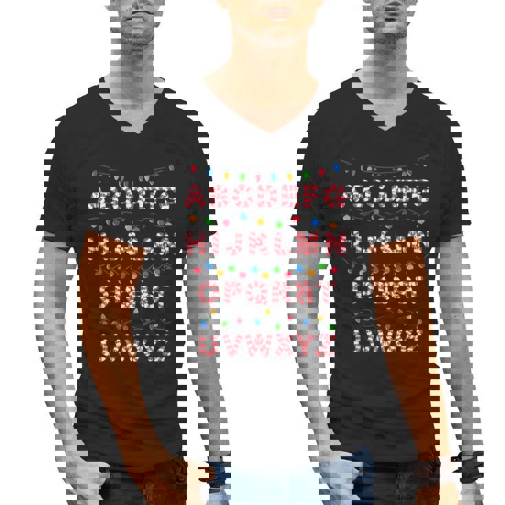 Christmas Alphabet Candy Cane Teachers Students Candy Cane For Men Women Kids Men&#x27;s V-Neck T-Shirt