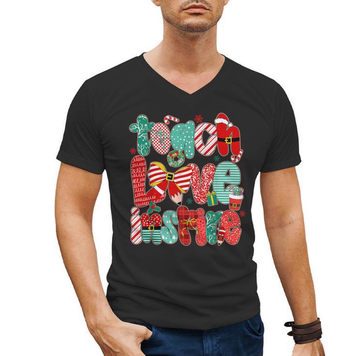 Christmas Coquette Bow Teacher Teach Love Inspire Men's V-Neck T-Shirt