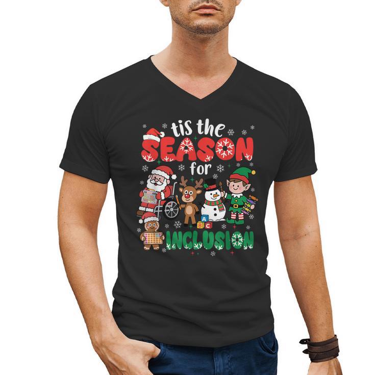 Christmas Sped Teacher Tis The Season For Inclusion Women Men's V-Neck T-Shirt