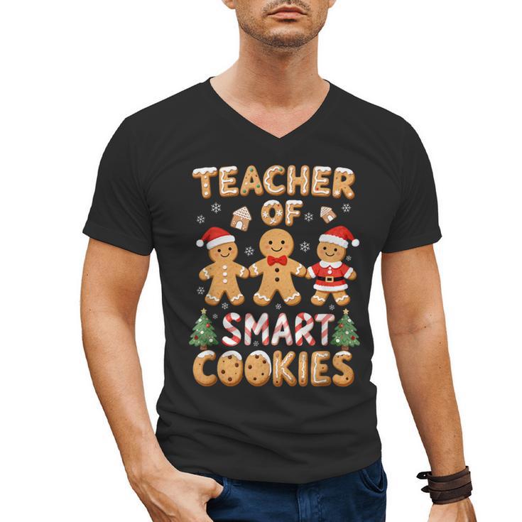 Christmas Teacher Of Smart Cookies Gingerbread Man Teaching Men's V-Neck T-Shirt