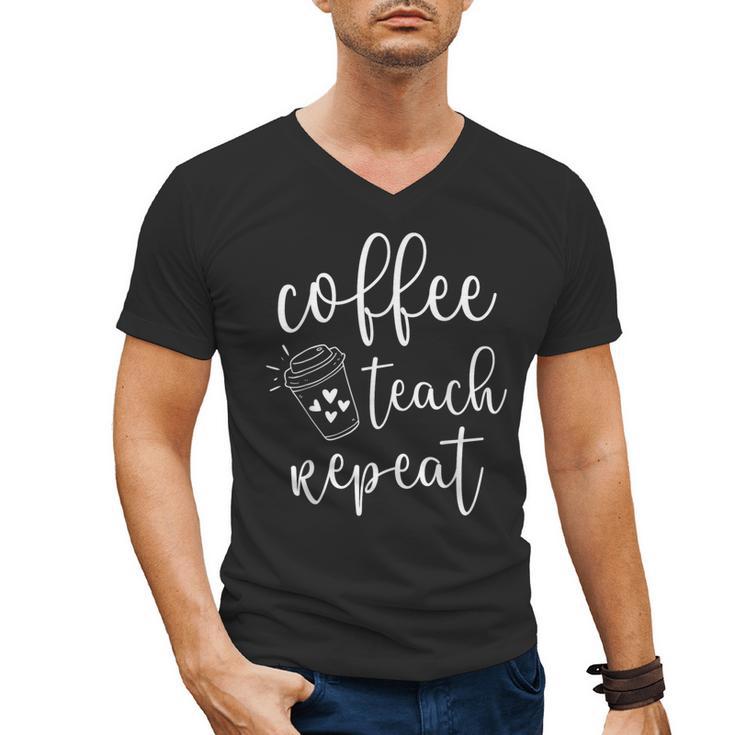 Coffee Teach Repeat Cute Costume Teacher Coffee Lover Men's V-Neck T-Shirt