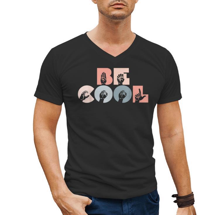 Cool Sign Language ASL Teacher Deaf People ASL Interpreter Men's V-Neck T-Shirt