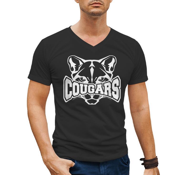 Cougars Teacher Student School Sports Fan Team Spirit Men's V-Neck T-Shirt