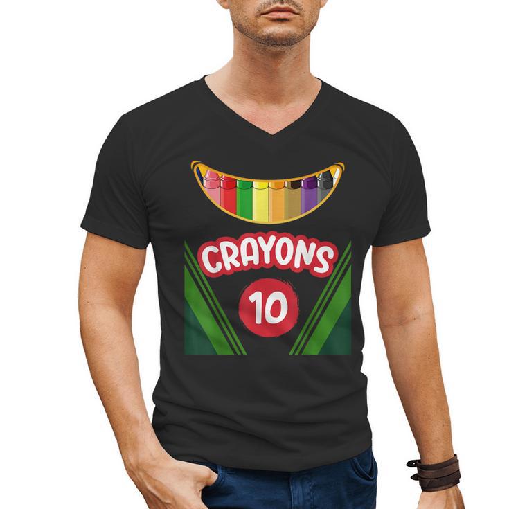 Crayon Box Fun Teacher Student Crayon Squad Halloween 2022 Men's V-Neck T-Shirt