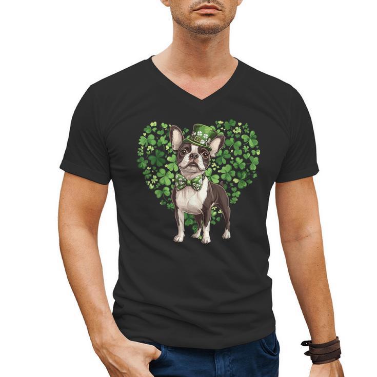 Cute Boston Terrier Shamrock St Patrick's Day Dog Lover Men Women Kids Men's V-Neck T-Shirt