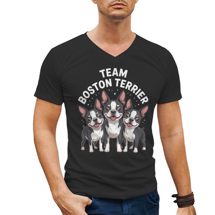 Cute Cartoon For Dog Owners Pet Team Boston Terrier Men's V-Neck T-Shirt