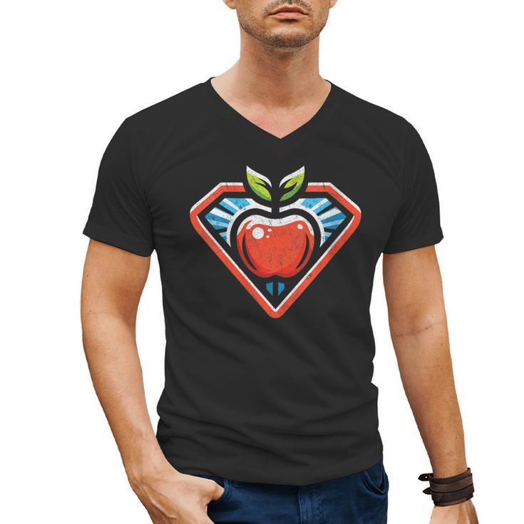 Cute Distressed Super Teacher Superhero Apple Men's V-Neck T-Shirt