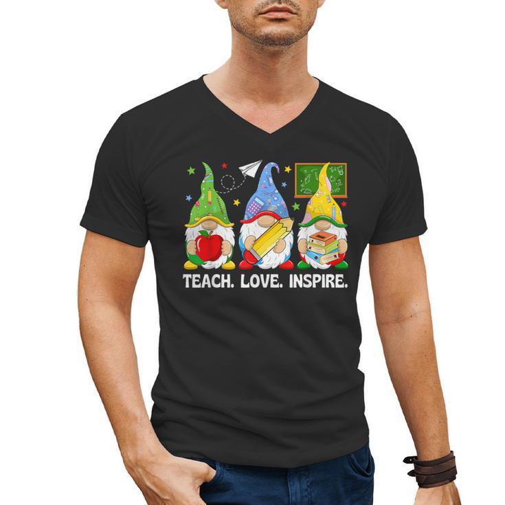 Cute Gnomes Teach Love And Inspire Back To School Teacher Men's V-Neck T-Shirt