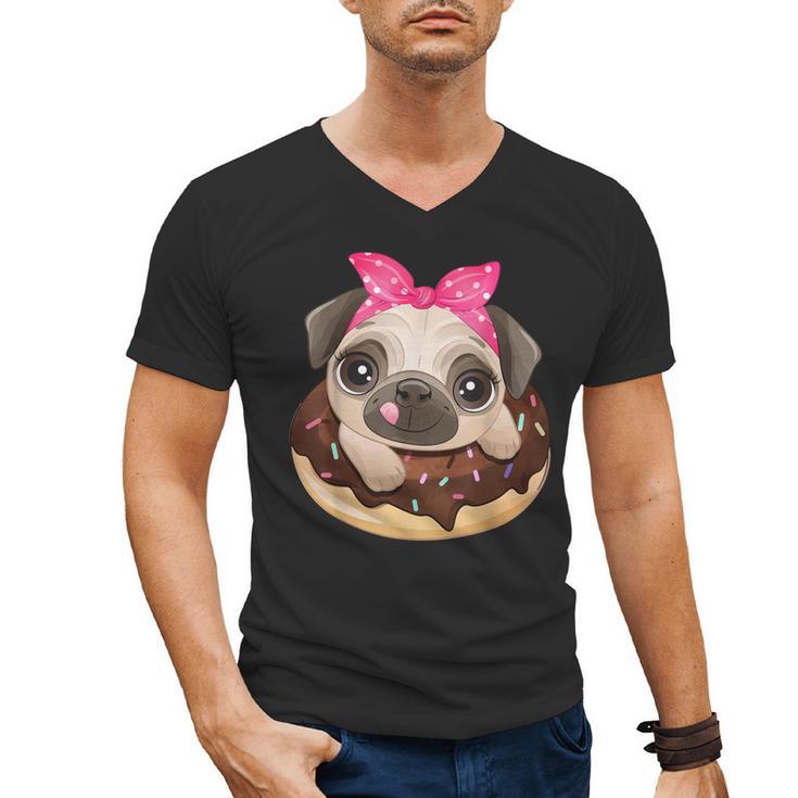 Cute Pug Shirt Donut Girls Dog Men's V-Neck T-Shirt