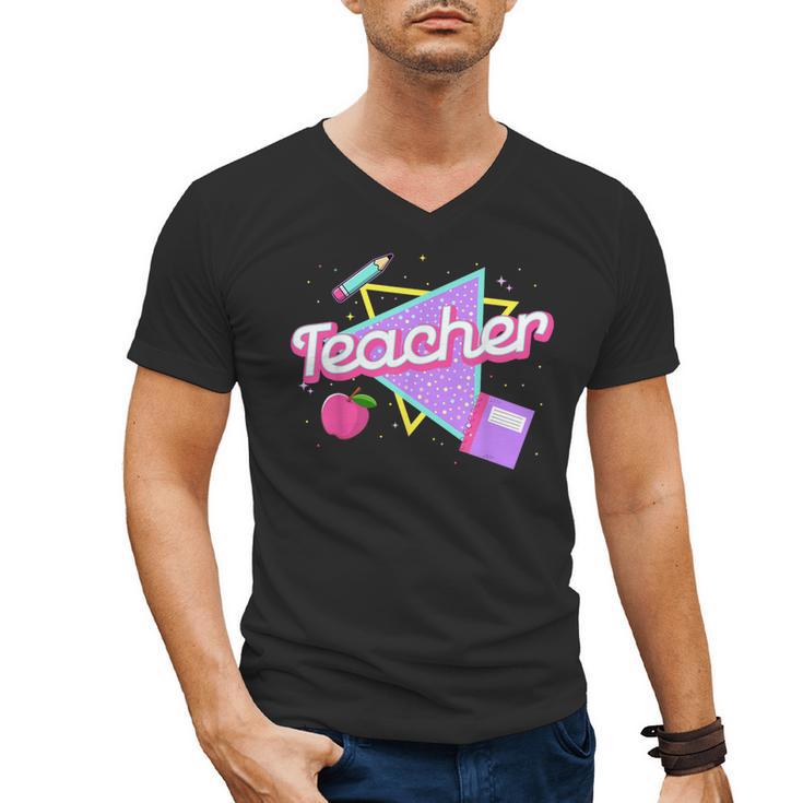 Cute Teacher Shirt 80's 90's Style Retro Old School Teacher For Men Women Men's V-Neck T-Shirt
