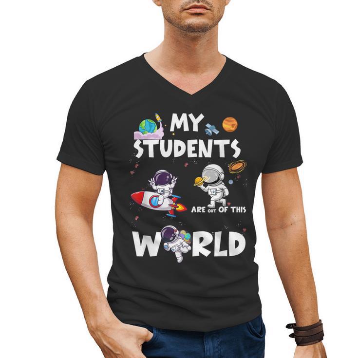 Cute Teacher My Students Are Out-Of This World Space Men's V-Neck T-Shirt