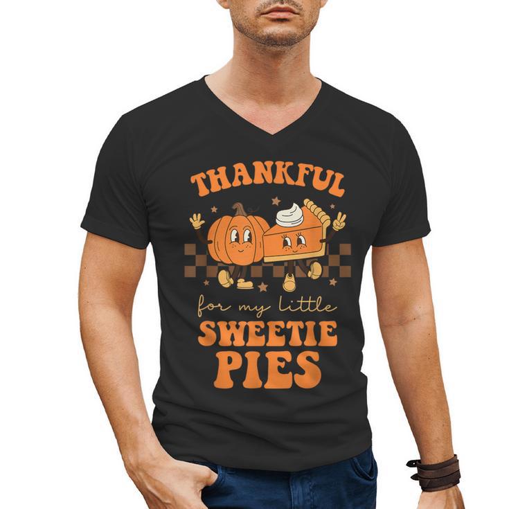 Cute Thanksgiving Teacher Thankful For My Sweetie Pies Mom Men's V-Neck T-Shirt
