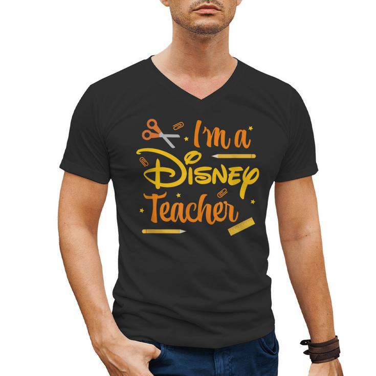 Disney Back To School I'm A Disney Teacher Crafty Logo Men's V-Neck T-Shirt