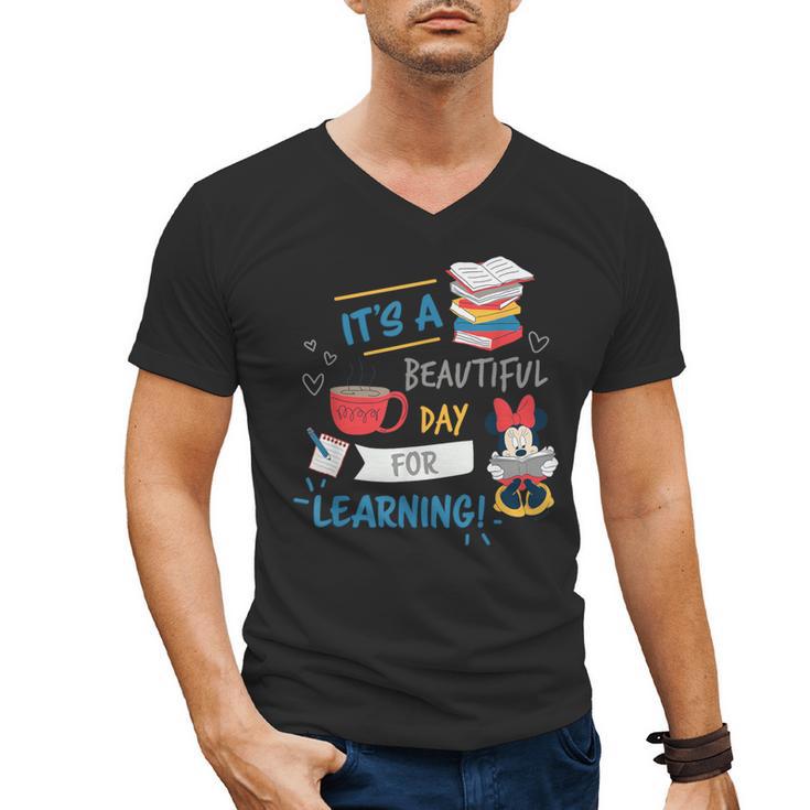 Disney Minnie Mouse Beautiful Day For Learning Teacher's Day Men's V-Neck T-Shirt