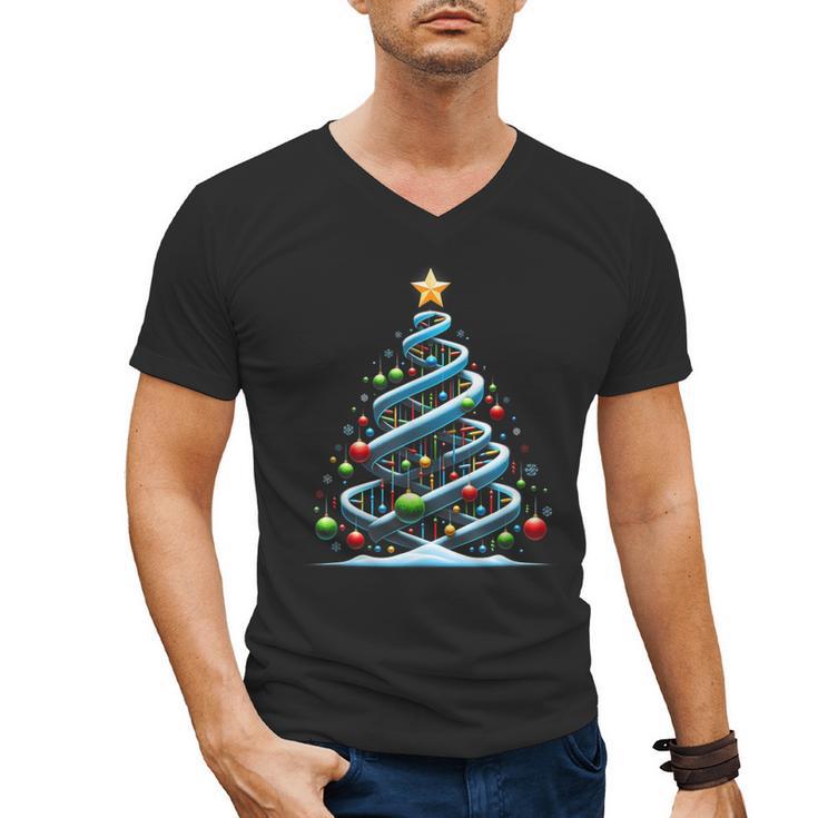 DNA Helix Christmas Tree Scientist Biology Science Teacher Men's V-Neck T-Shirt