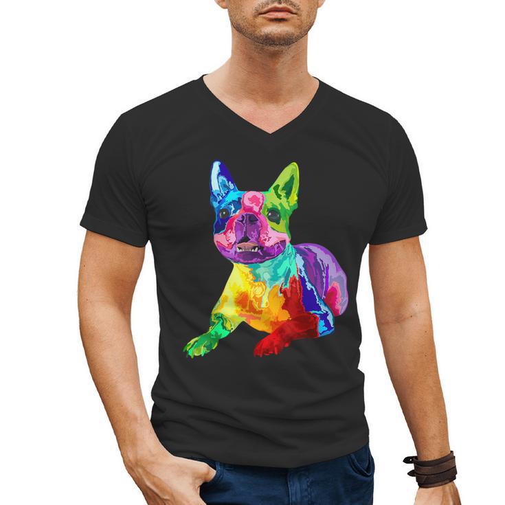 Dog Lover Boston Terrier Dog Colorful Boston Terrier Men Women Kids Men's V-Neck T-Shirt