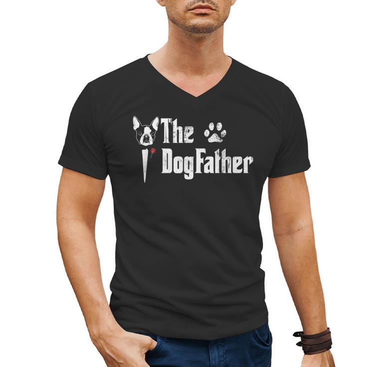 The Dogfather Boston Terrier Dog Dad Father's Day Men's V-Neck T-Shirt