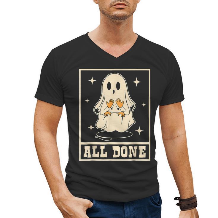 All Done Sign Language Ghost Speech Pathology Teacher Men's V-Neck T-Shirt