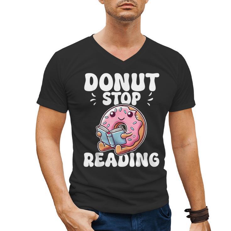 Donut Stop Reading Kawaii Teacher Preschool Kindergarten Men's V-Neck T-Shirt