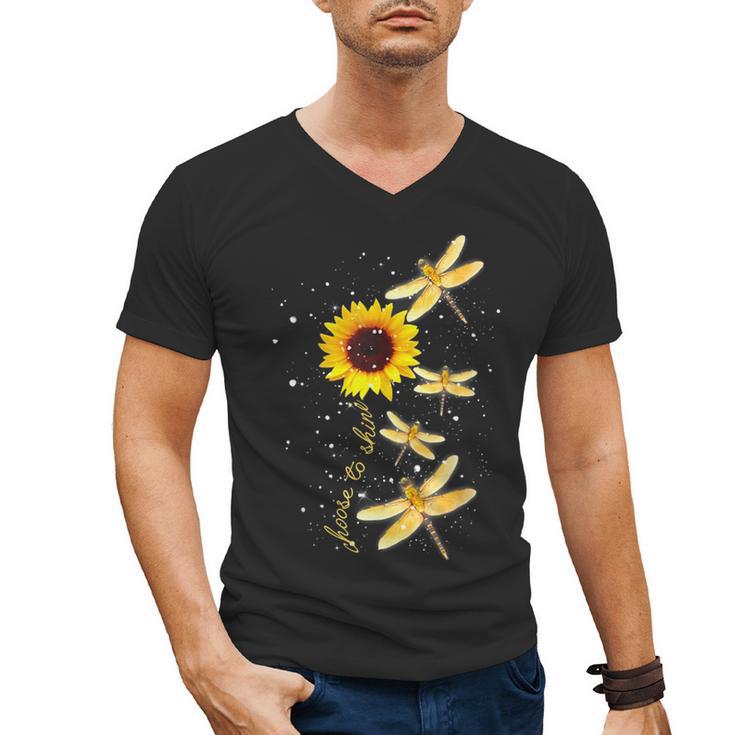 Dragonfly Sunflower Teacher Growth Mindset Choose To Shine Men's V-Neck T-Shirt