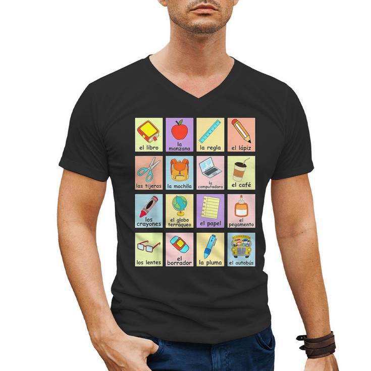 Dual Language Crew Bilingual Spanish Teacher Back To School For Men Women Men's V-Neck T-Shirt