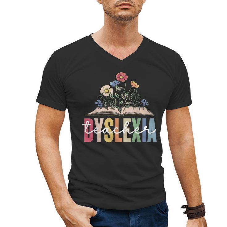 Dyslexia Teacher Awareness Dyslexic Dyslexics Dyslexia Men's V-Neck T-Shirt