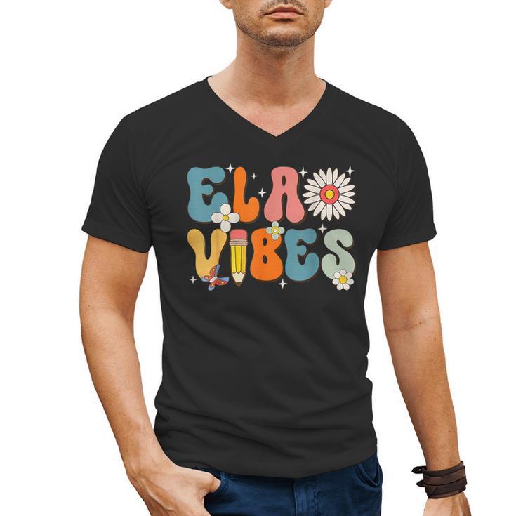 English Teacher Ela Vibes Teacher Kids First Day Of School Men's V-Neck T-Shirt