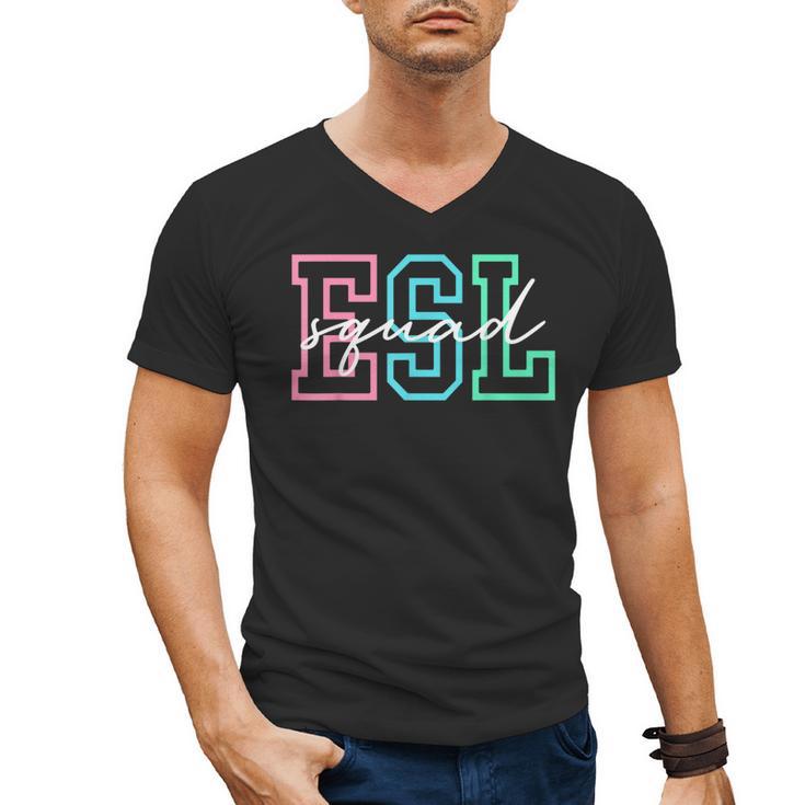 ESL Squad Teacher English As A Second Language Men's V-Neck T-Shirt