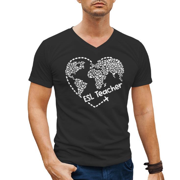 ESL Teacher ESOL Student Cute Heart Shape English Teacher Men's V-Neck T-Shirt