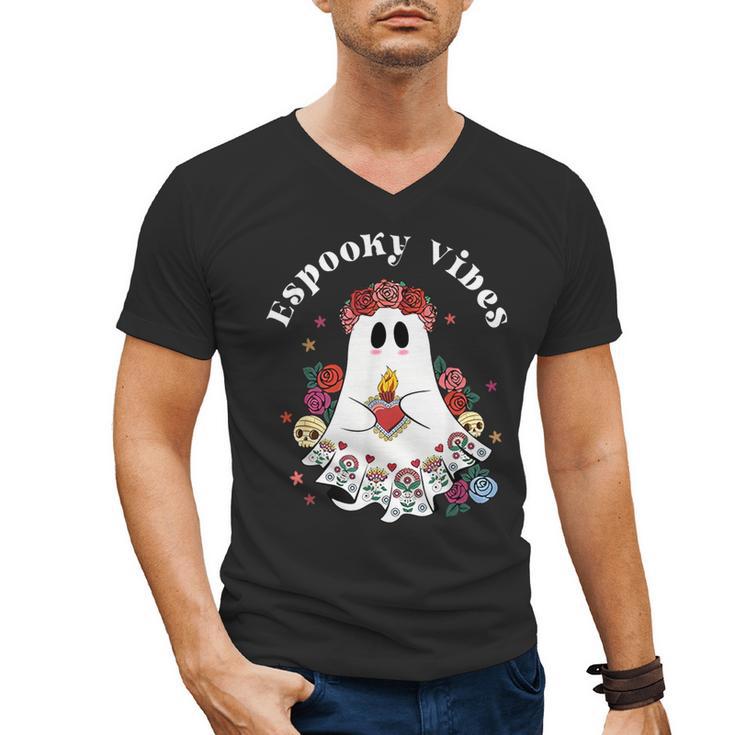 Espooky Vibes Maestra Halloween Spanish Mexican Teacher Men's V-Neck T-Shirt