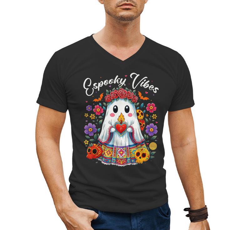 Espooky Vibes Maestra Halloween Spanish Mexican Teacher Men's V-Neck T-Shirt