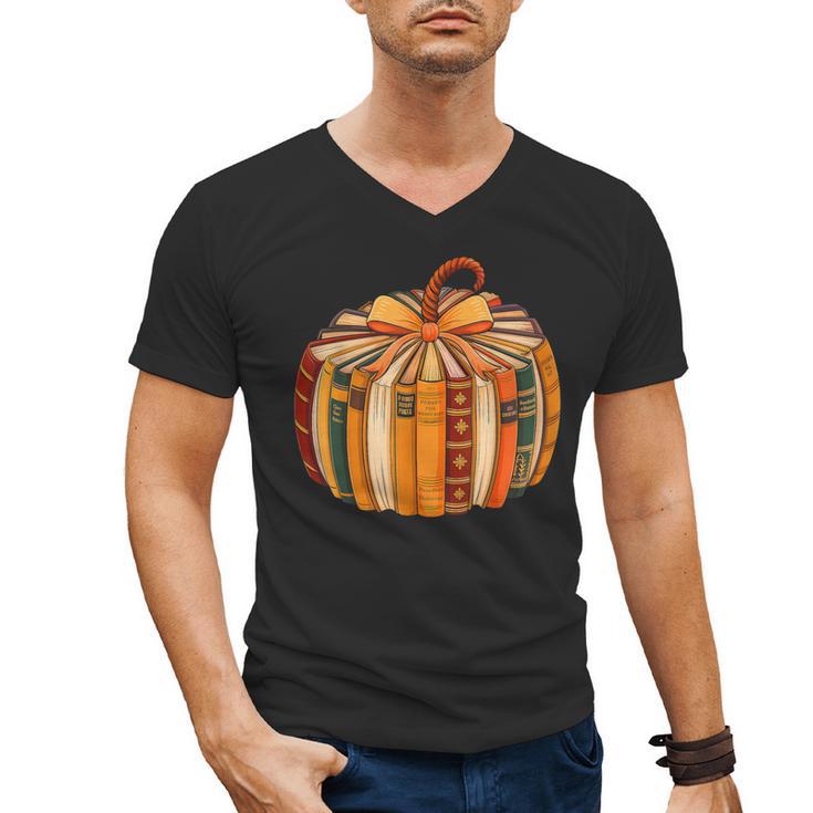 Fall Book Halloween Costume Autumn Pumpkin Teacher Kids Men's V-Neck T-Shirt
