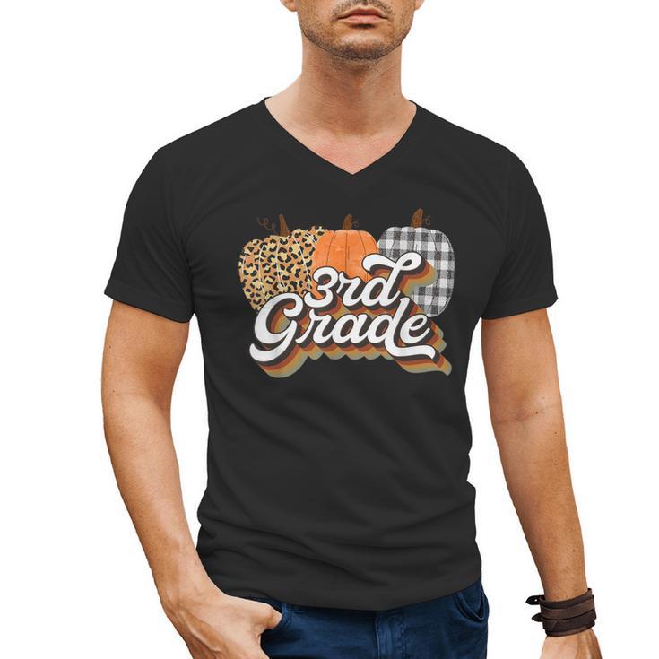Fall Teacher Shirt 3rd Grade Teacher Retro Halloween Pumpkin Men's V-Neck T-Shirt, trending gift Fall Teacher Shirt 3rd Grade Teacher Retro Halloween Pumpkin Men's V-Neck T-Shirt, trending gift
