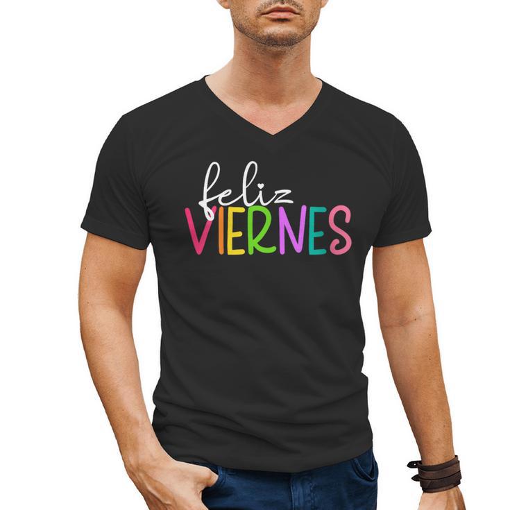 Feliz Viernes Happy Friday Spanish Teacher Friday Spanish Sp Men's V-Neck T-Shirt